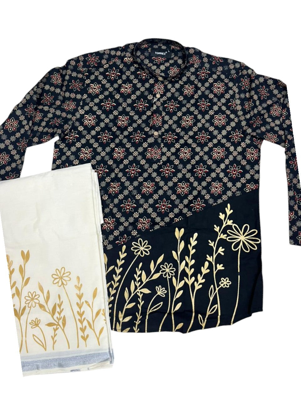 Southloom Cotton Ajrakh Printed Men's Combo (Shirt + Mundu) SLCOMBO SL579