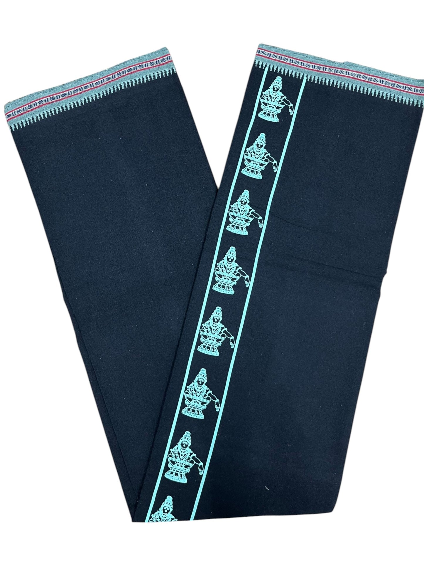 Southloom Black Printed Ayyapan Single Mundu / Otta Mundu  (South Indian Kerala Dhoti)