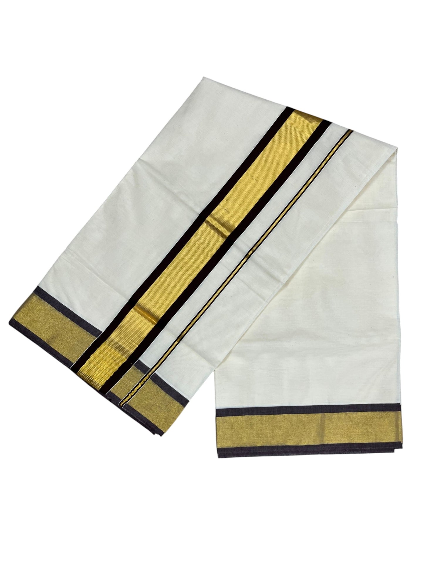 Southloom Kerala Pure Cotton Saree with Kasavu and Brown Border