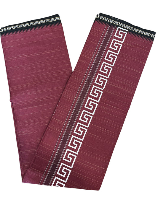 Southloom Maroon Printed Single Mundu / Otta Mundu / Lungi (South Indian Kerala Dhoti)