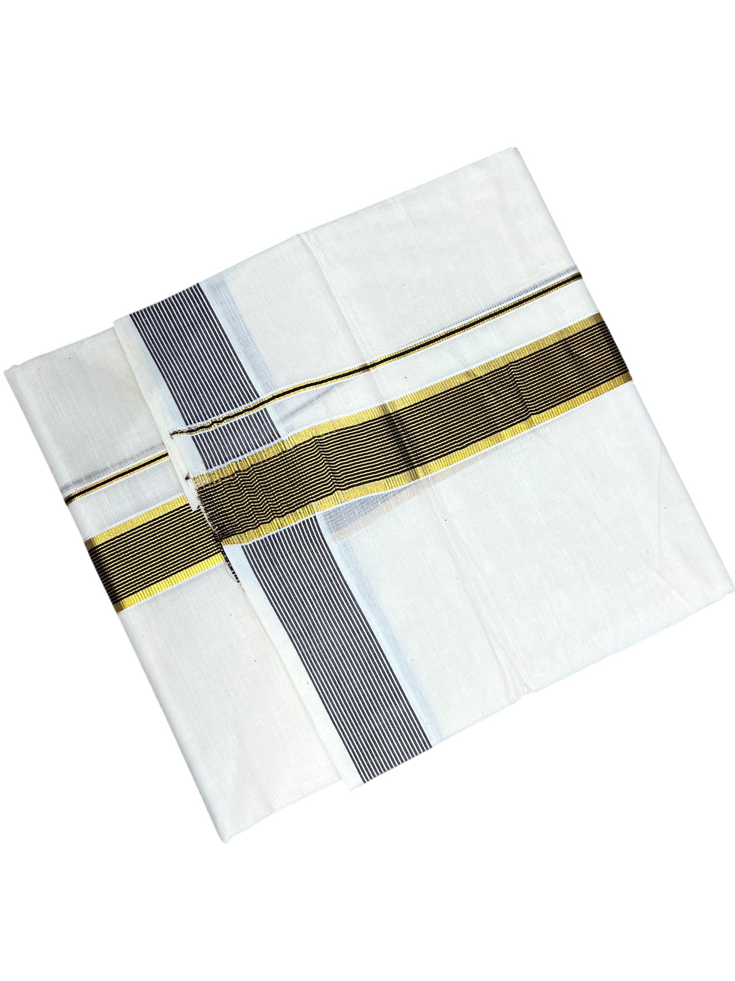 Southloom Pure Cotton Mundu with Brown Border (South Indian Kerala Dhoti)
