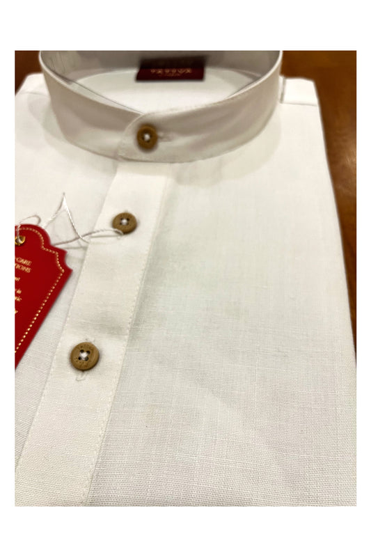 Southloom Semi Silk Short Kurta for Men in Pure White Colour