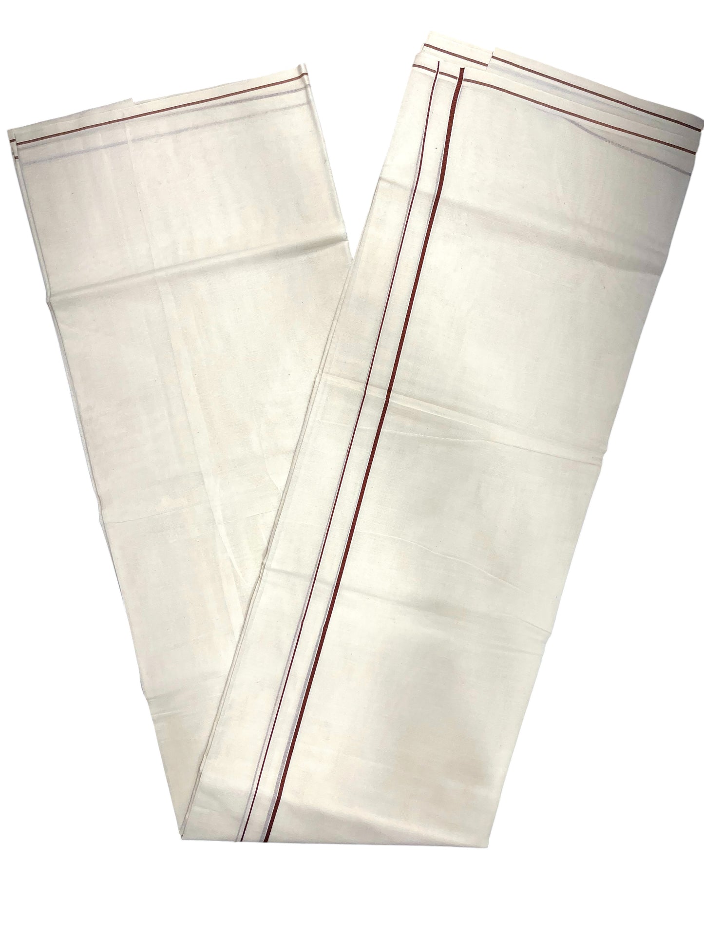 Southloom Pure Cotton Mundu With Brown Eerkkil Kara (South Indian Kerala Dhoti)