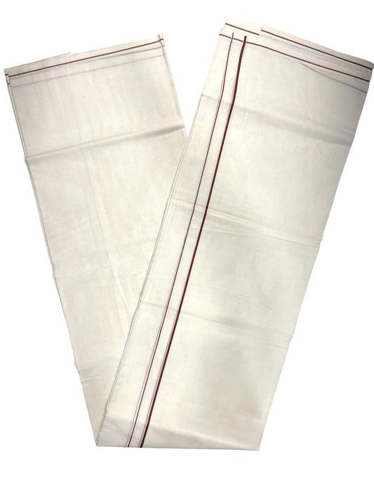 Southloom Pure Cotton Mundu With Brown Eerkkil Kara (South Indian Kerala Dhoti)