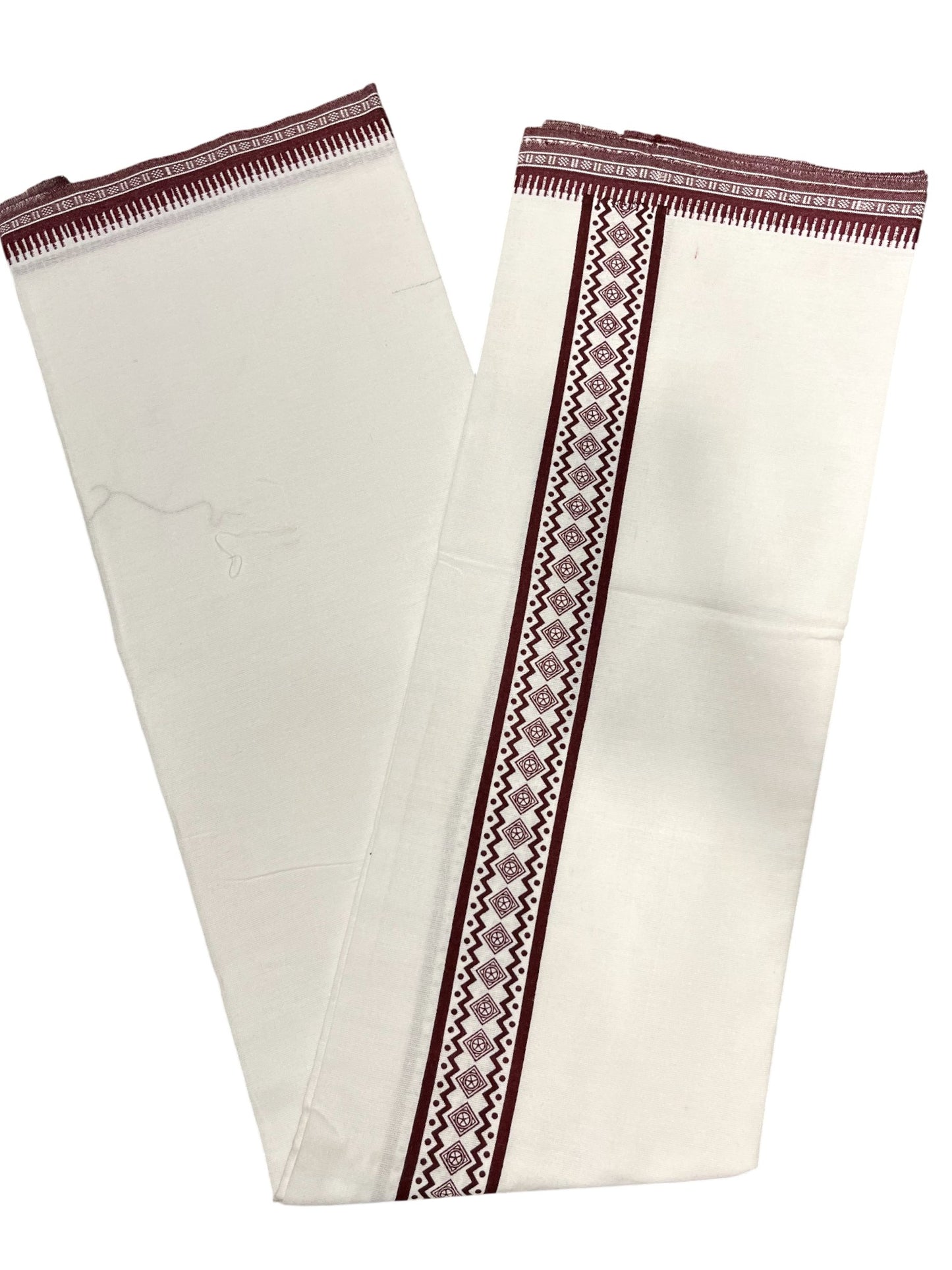 Southloom Off White And Black Printed Single Mundu / Otta Mundu / Lungi (South Indian Kerala Dhoti)