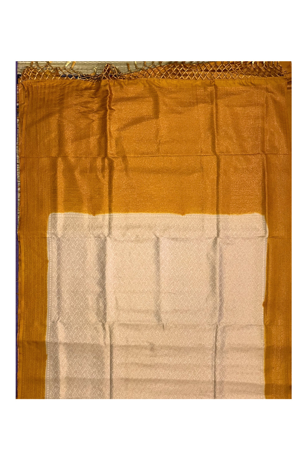 Southloom Soft Silk Beige Designer Saree with Yellow Border