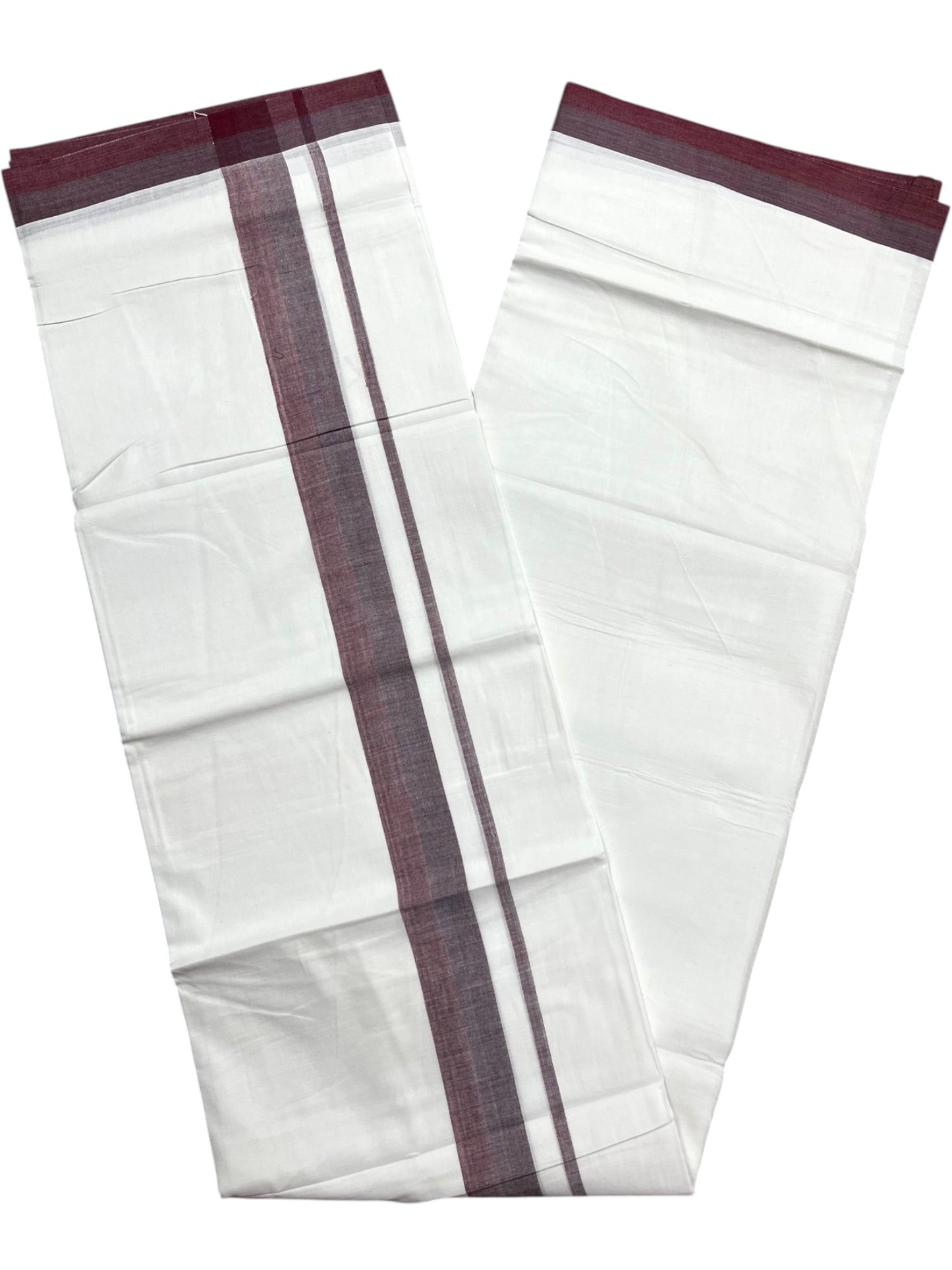Southloom Pure Cotton Mundu with Maroon Border (South Indian Kerala Dhoti)