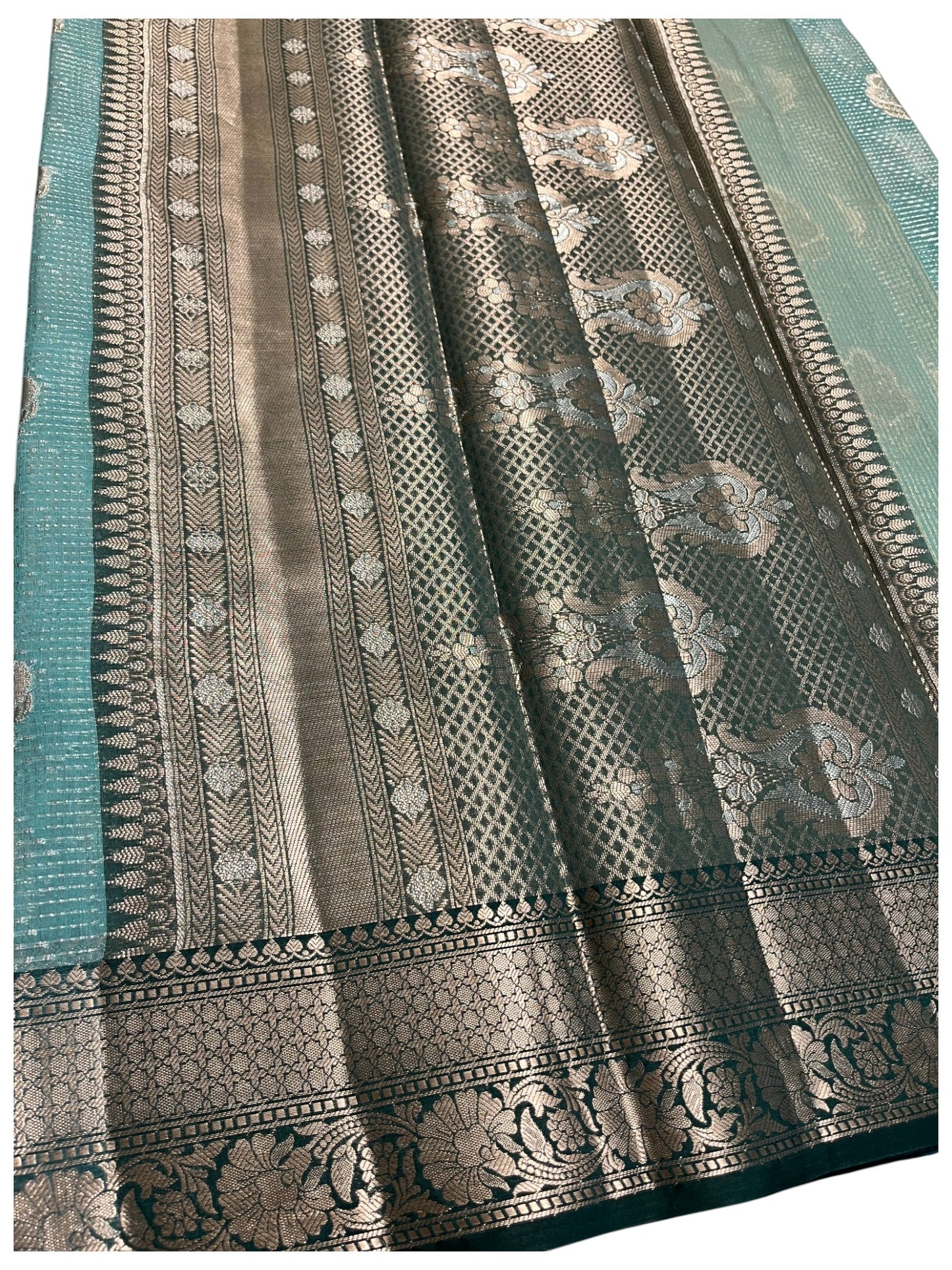 Southloom Tissue Banarasi Silk Saree with Woven Work on Body and Borders (Blue)