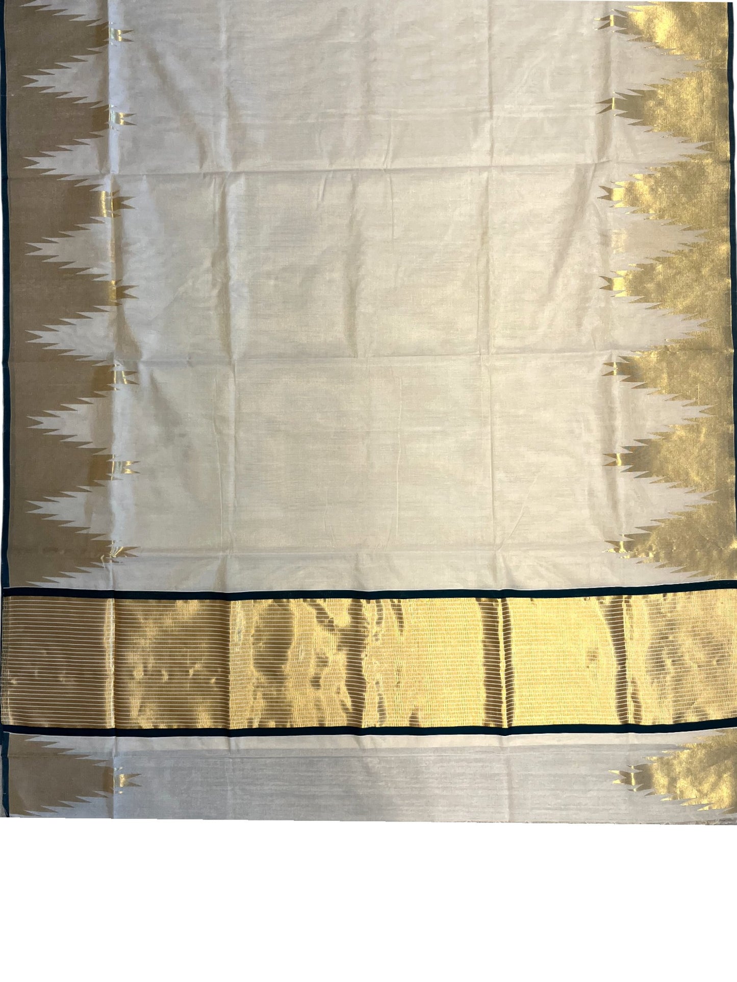 Southloom Super Premium Balaramapuram Unakkupaavu Handloom Tissue Saree with Gold Temple Border