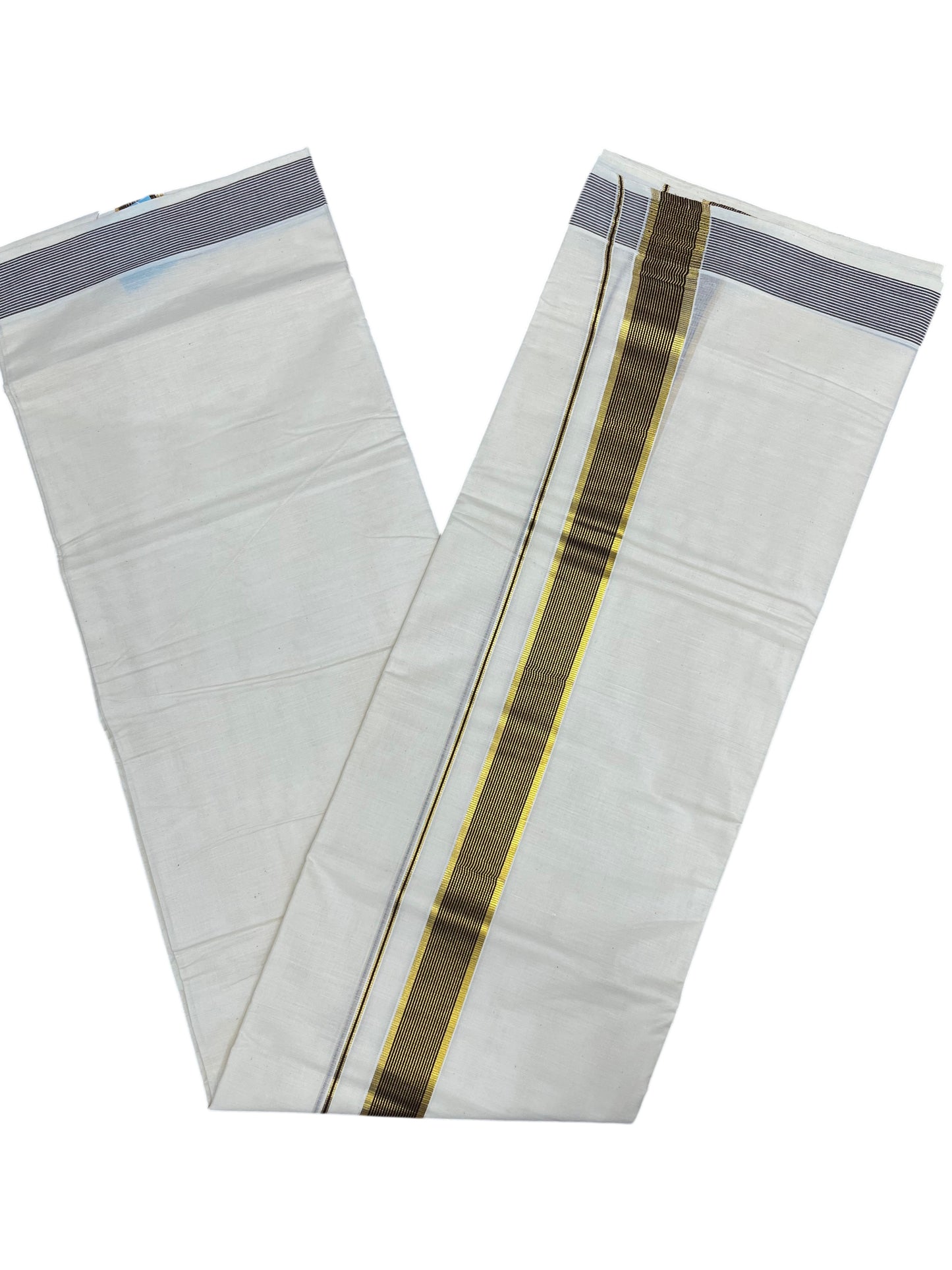 Southloom Pure Cotton Mundu with Brown Border (South Indian Kerala Dhoti)