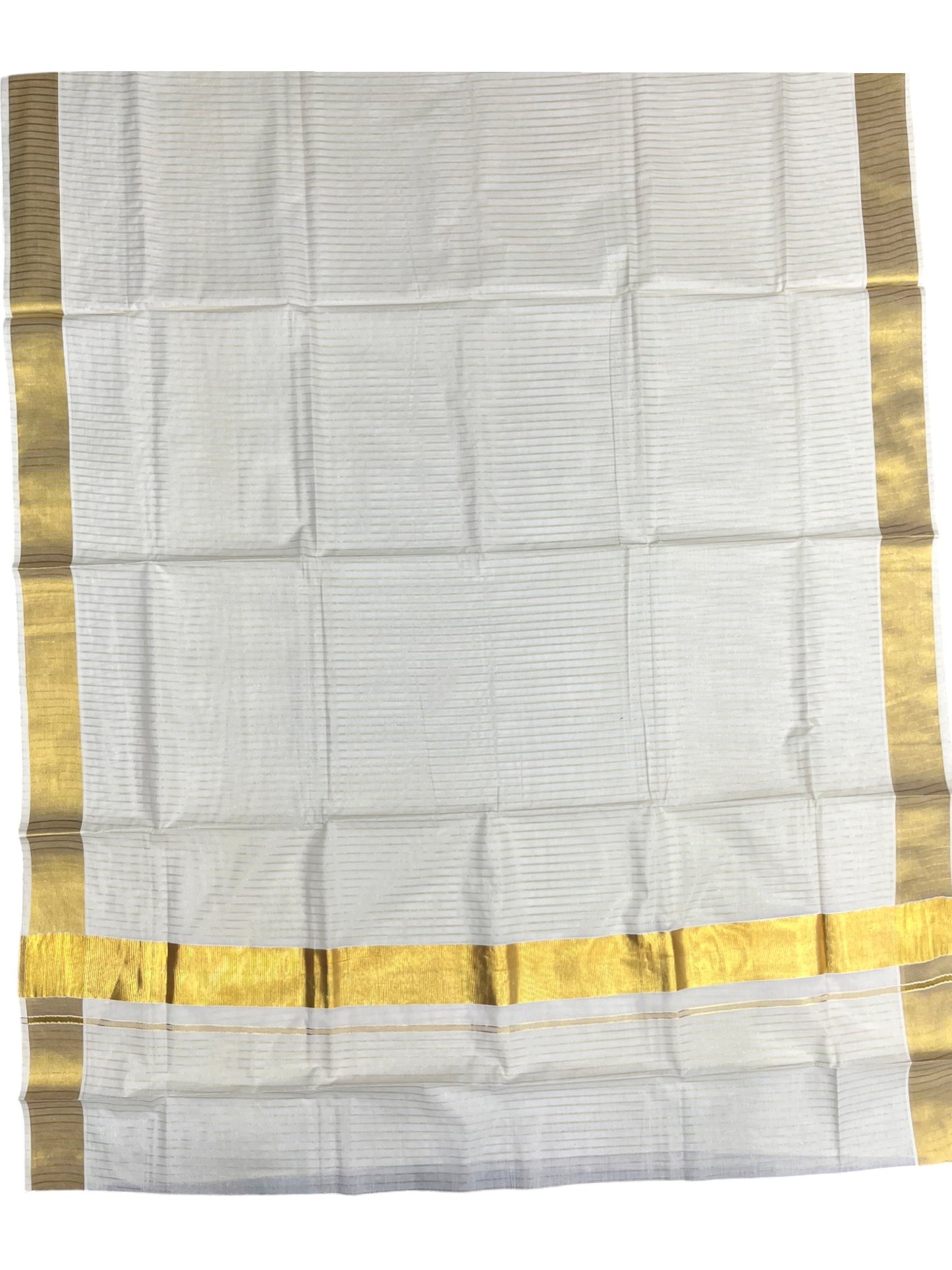 Southloom Pure Cotton Kerala Kasavu Saree with Lines on Body and Kasavu Border