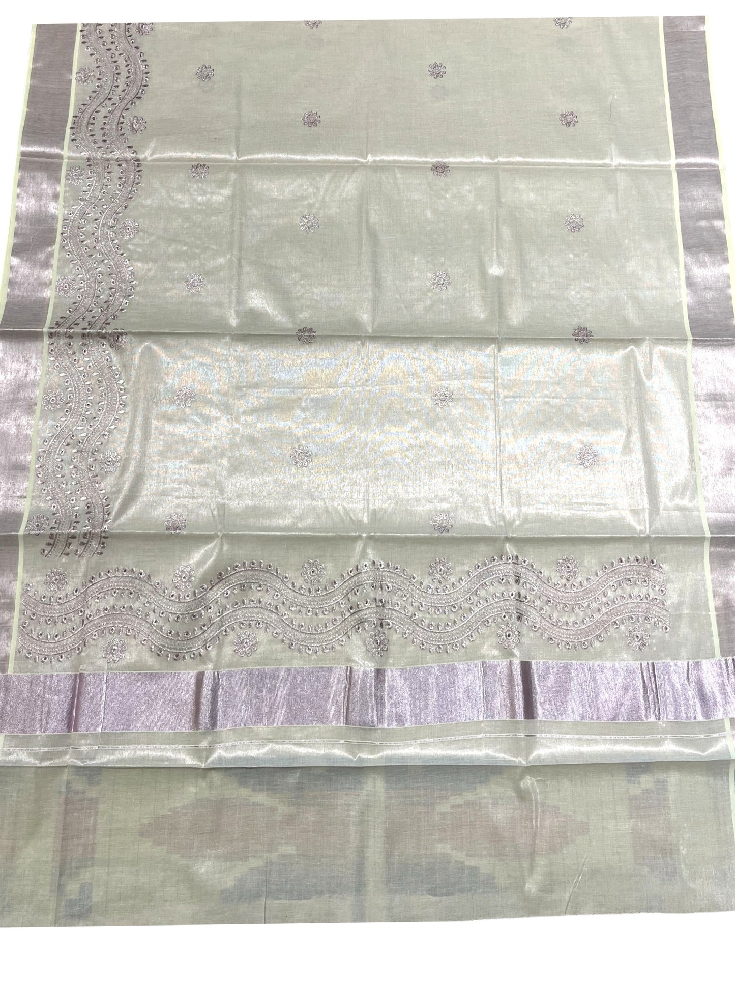Southloom Cotton  Kerala Kasavu Saree with Embroidery Design