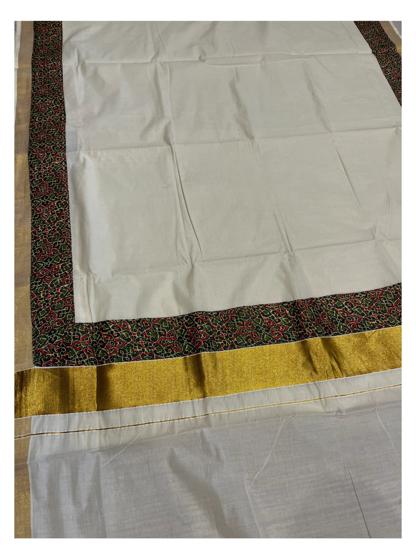 Southloom Cotton Kerala  Saree with Ajrakh Printed