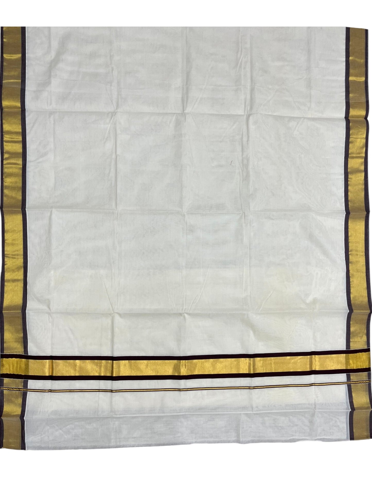 Southloom Kerala Pure Cotton Saree with Kasavu and Brown Border