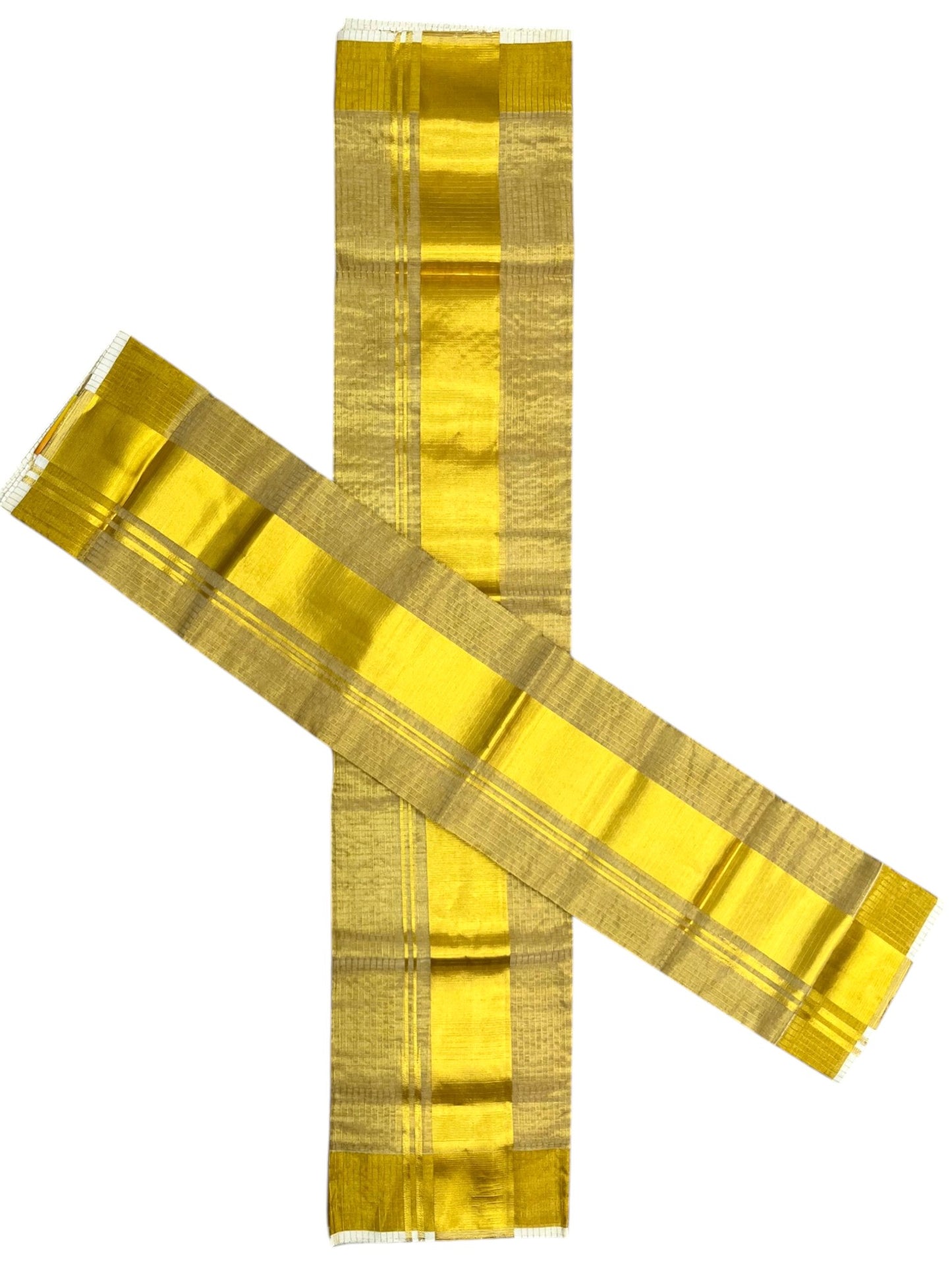 Southloom Premium Tissue Handloom Check Set Mundu with Kasavu and Golden Border (2.80 Mtr) SL632