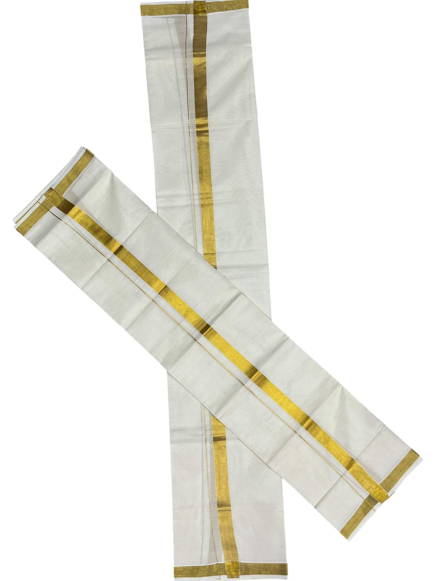 Southloom Kerala Cotton Single Set Mundu (Mundum Neriyathum) with  Kasavu Border