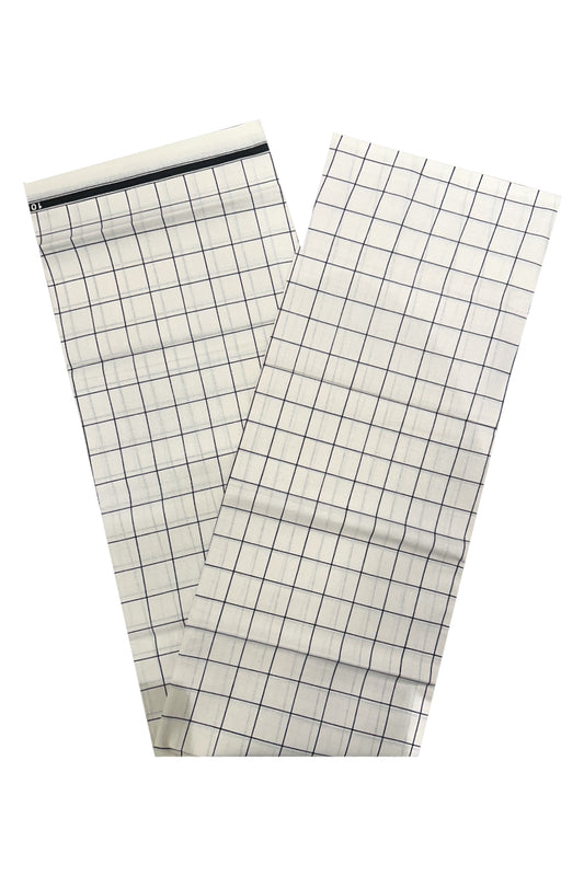 Southloom White Check Design Single Mundu / Lungi (South Indian Kerala Dhoti)