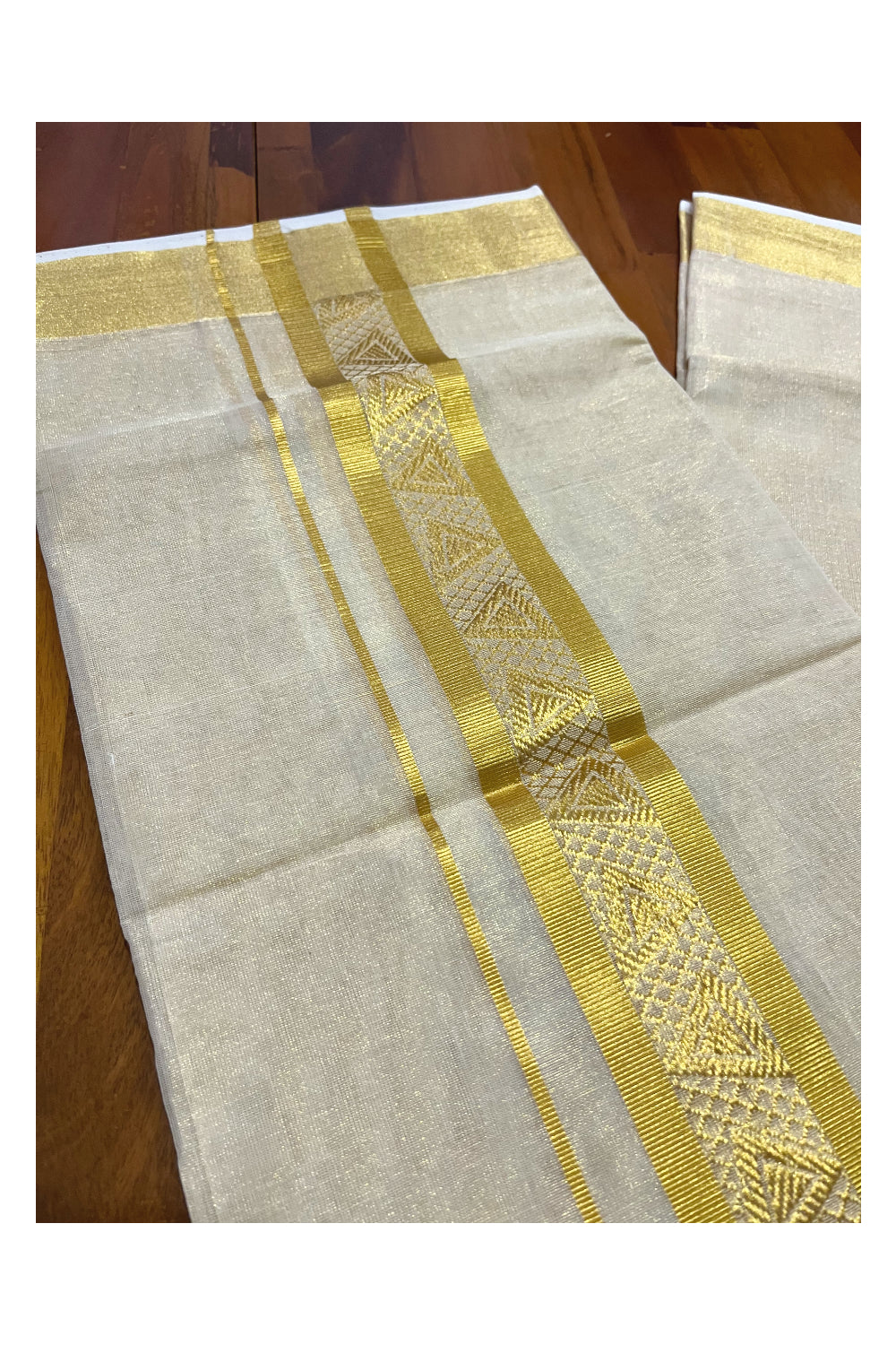 Southloom Premium Handloom Tissue Mundu with Kasavu Woven Border (Onam Mundu 2023)