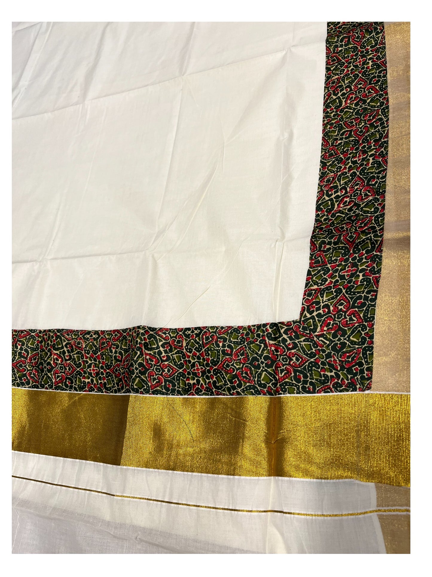 Southloom Cotton Kerala  Saree with Ajrakh Printed