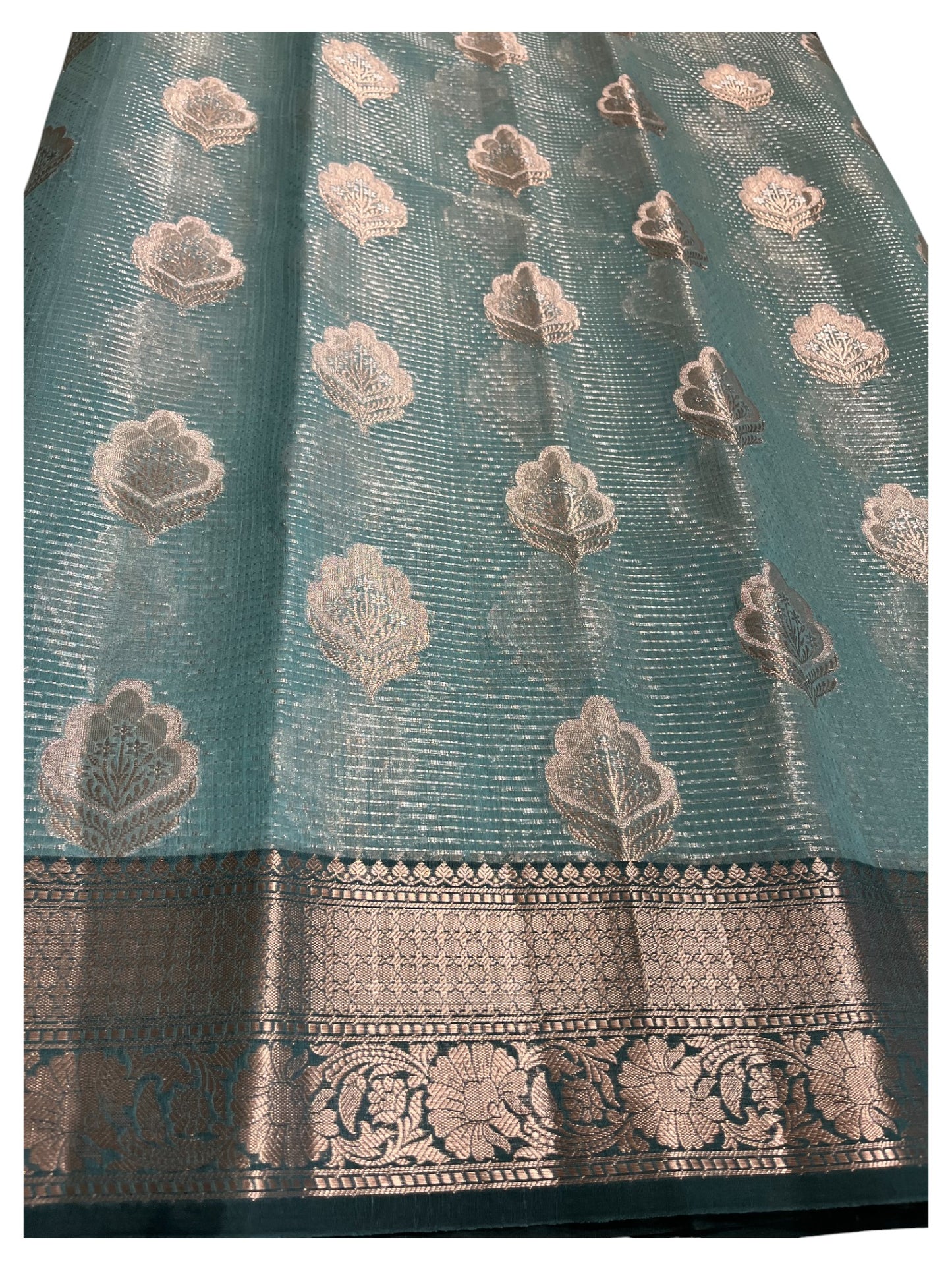 Southloom Tissue Banarasi Silk Saree with Woven Work on Body and Borders (Blue)