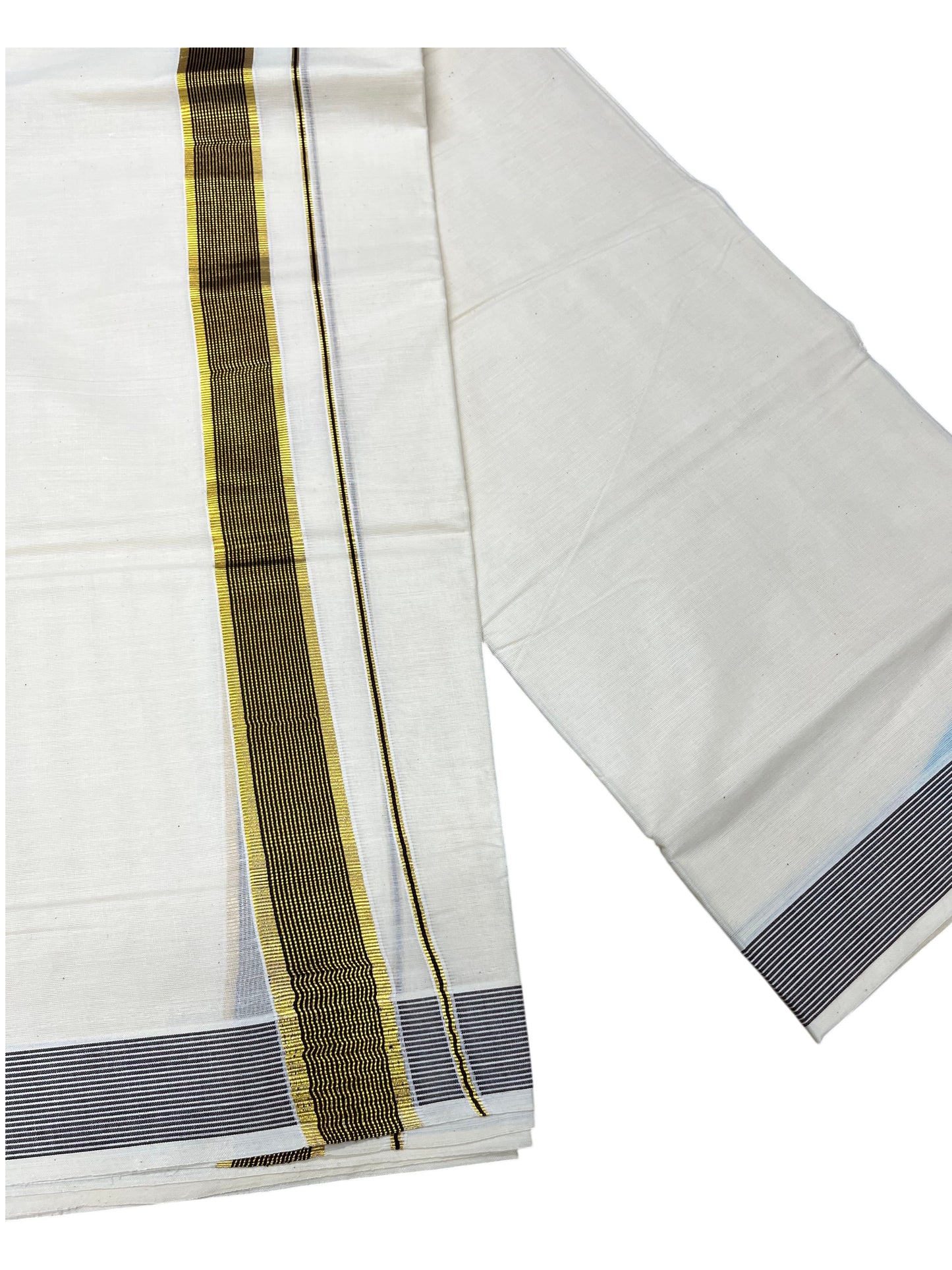 Southloom Pure Cotton Mundu with Brown Border (South Indian Kerala Dhoti)