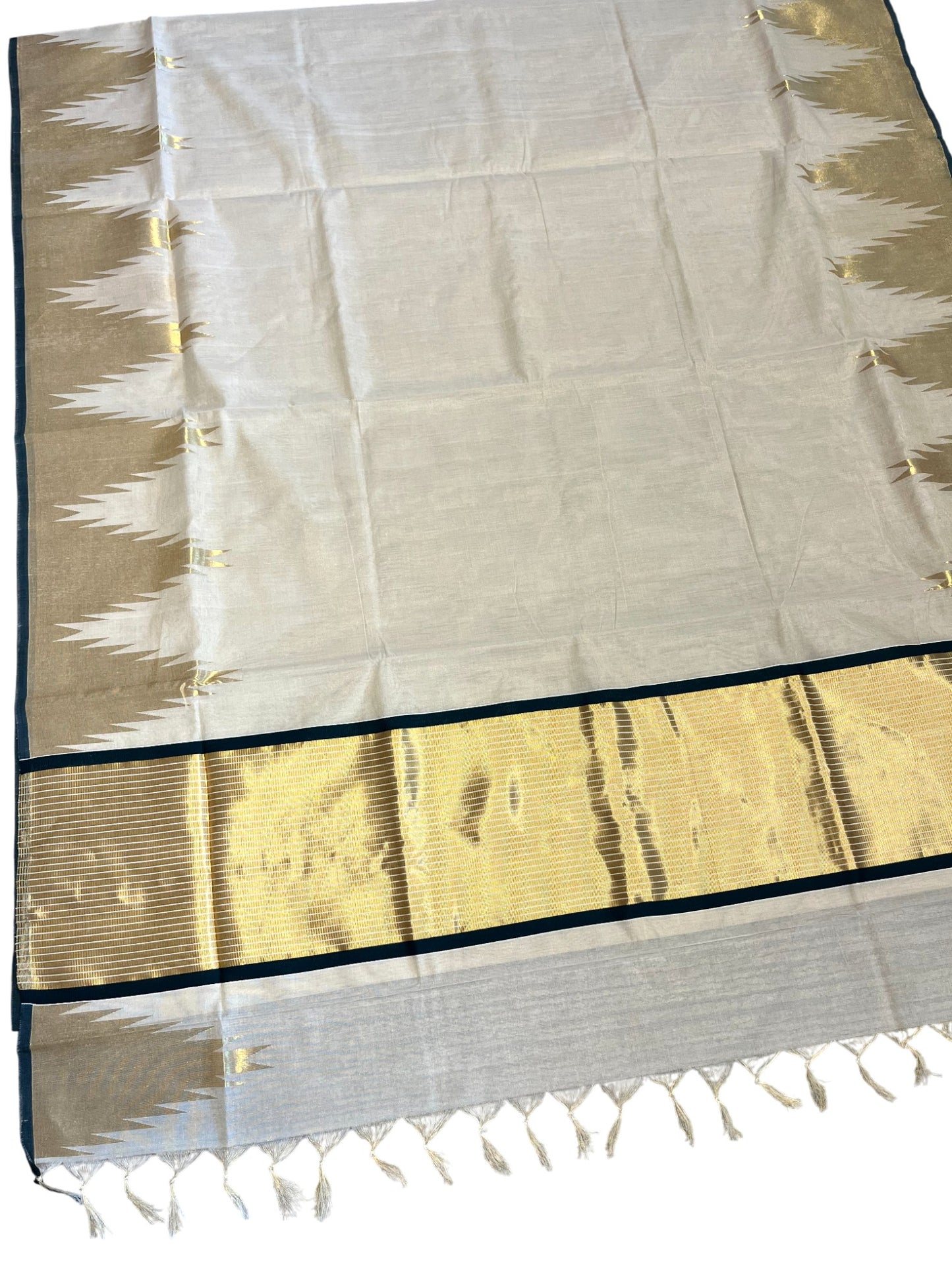Southloom Super Premium Balaramapuram Unakkupaavu Handloom Tissue Saree with Gold Temple Border