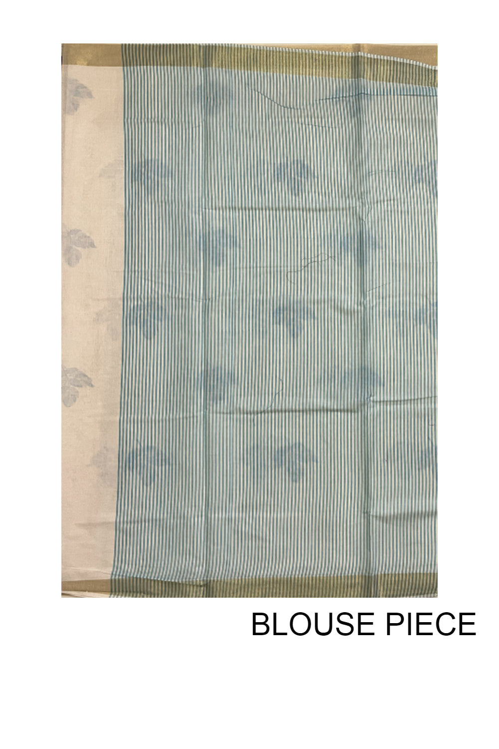 Pure Cotton Kerala Saree with Blue Leaf Embroidery Work and Kasavu Border