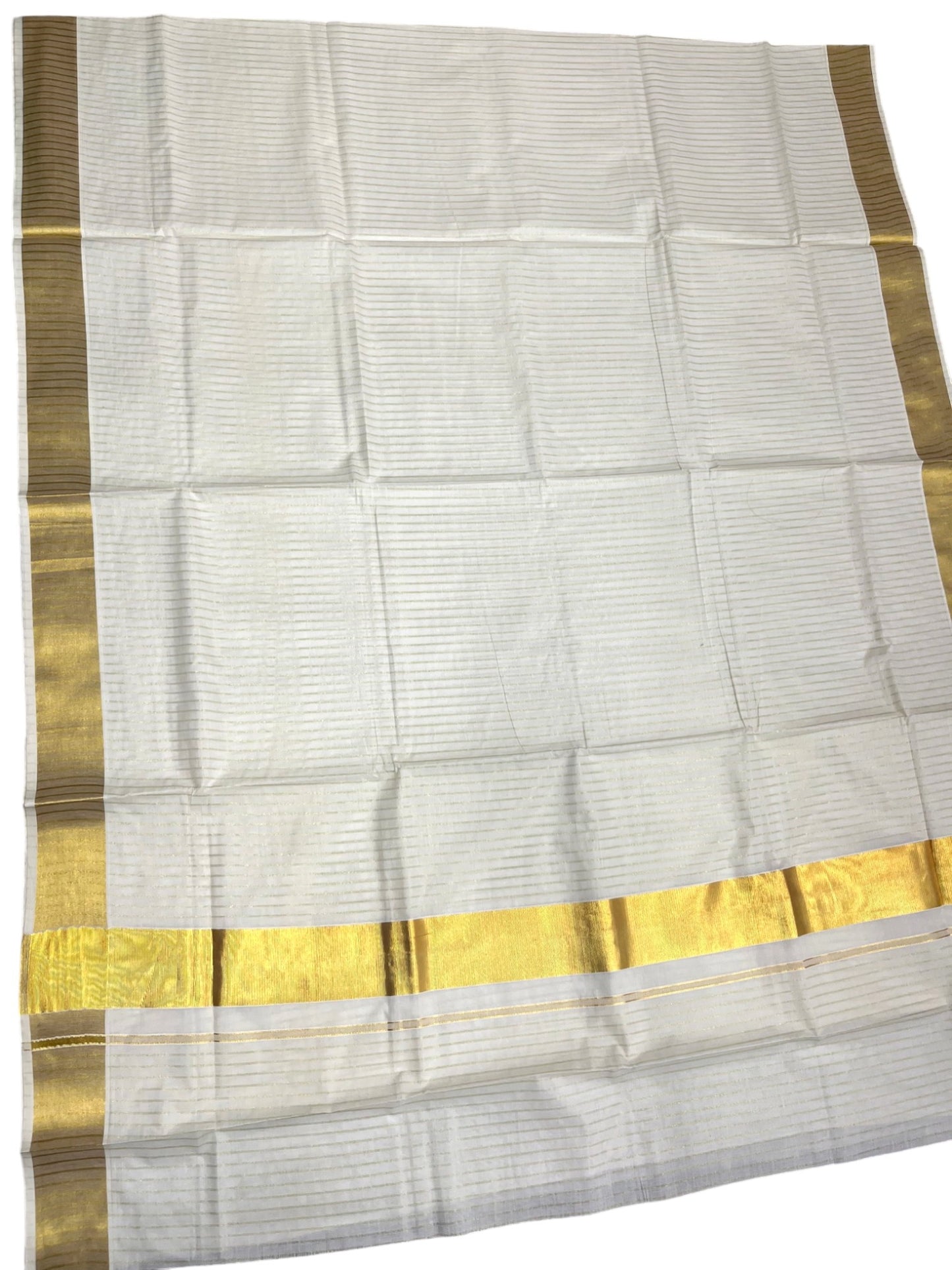 Southloom Pure Cotton Kerala Kasavu Saree with Lines on Body and Kasavu Border