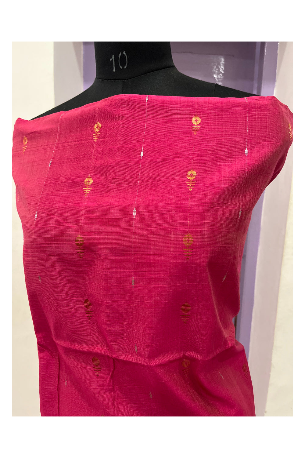 Southloom™ Cotton Pink Churidar Salwar Suit Material with Grey Duppatta