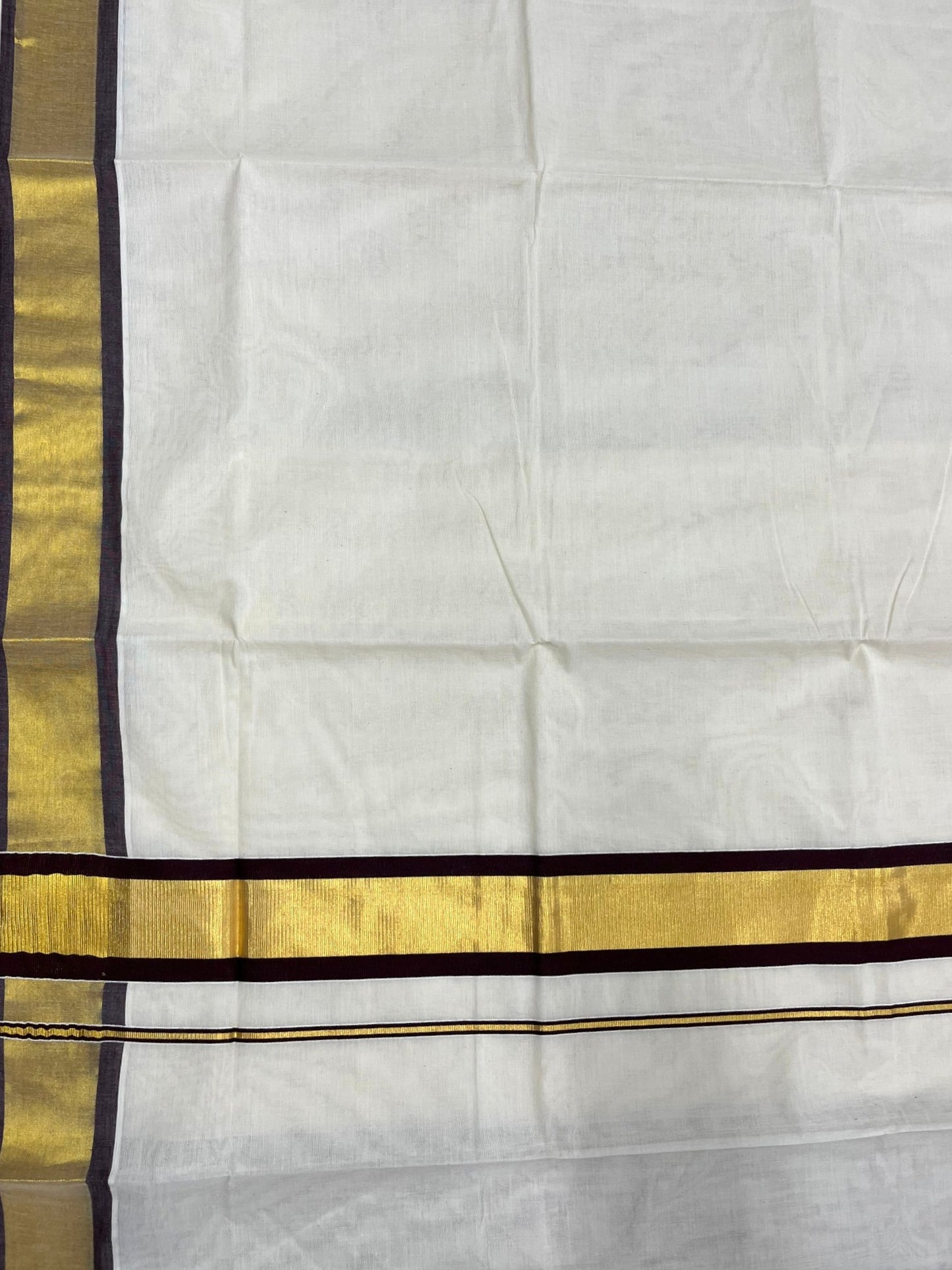 Southloom Kerala Pure Cotton Saree with Kasavu and Brown Border