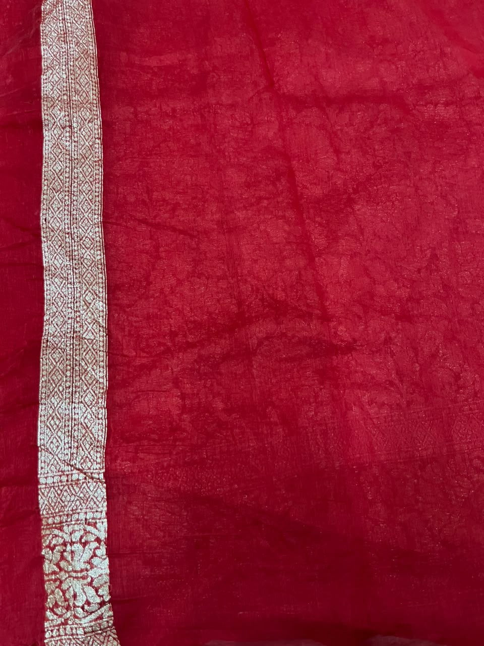 Southloom Cotton Banarasi Silk Saree with Woven Work on Body and Borders (Red)