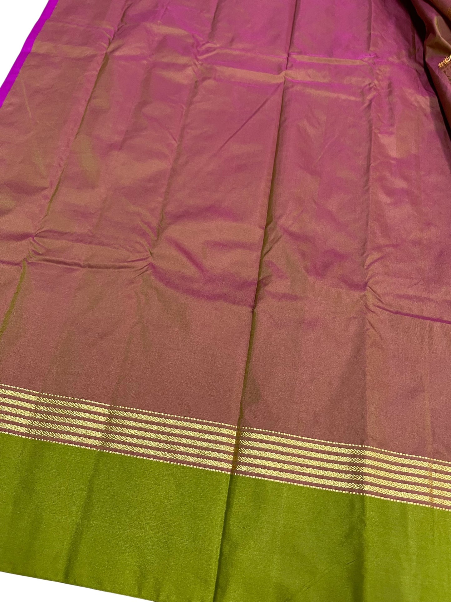 Southloom Semi Silk Saree With Butta Work Across Body in Magenta And Olive Green