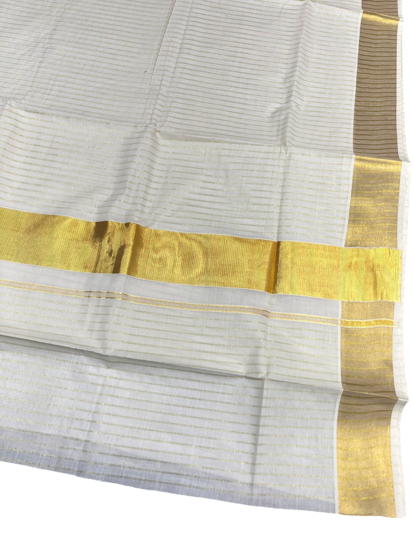Southloom Pure Cotton Kerala Kasavu Saree with Lines on Body and Kasavu Border