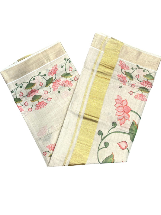 Southloom Kerala Lines Tissue Digital Print Kasavu Saree