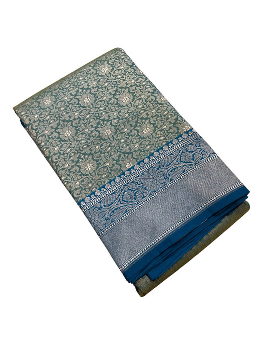 Southloom Pure Banarasi Silk Saree with Woven Work on Body and Borders (Blue)