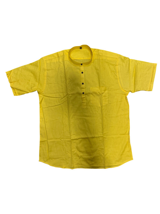 Southloom Yellow Short Cotton Kurta Shirt for Men