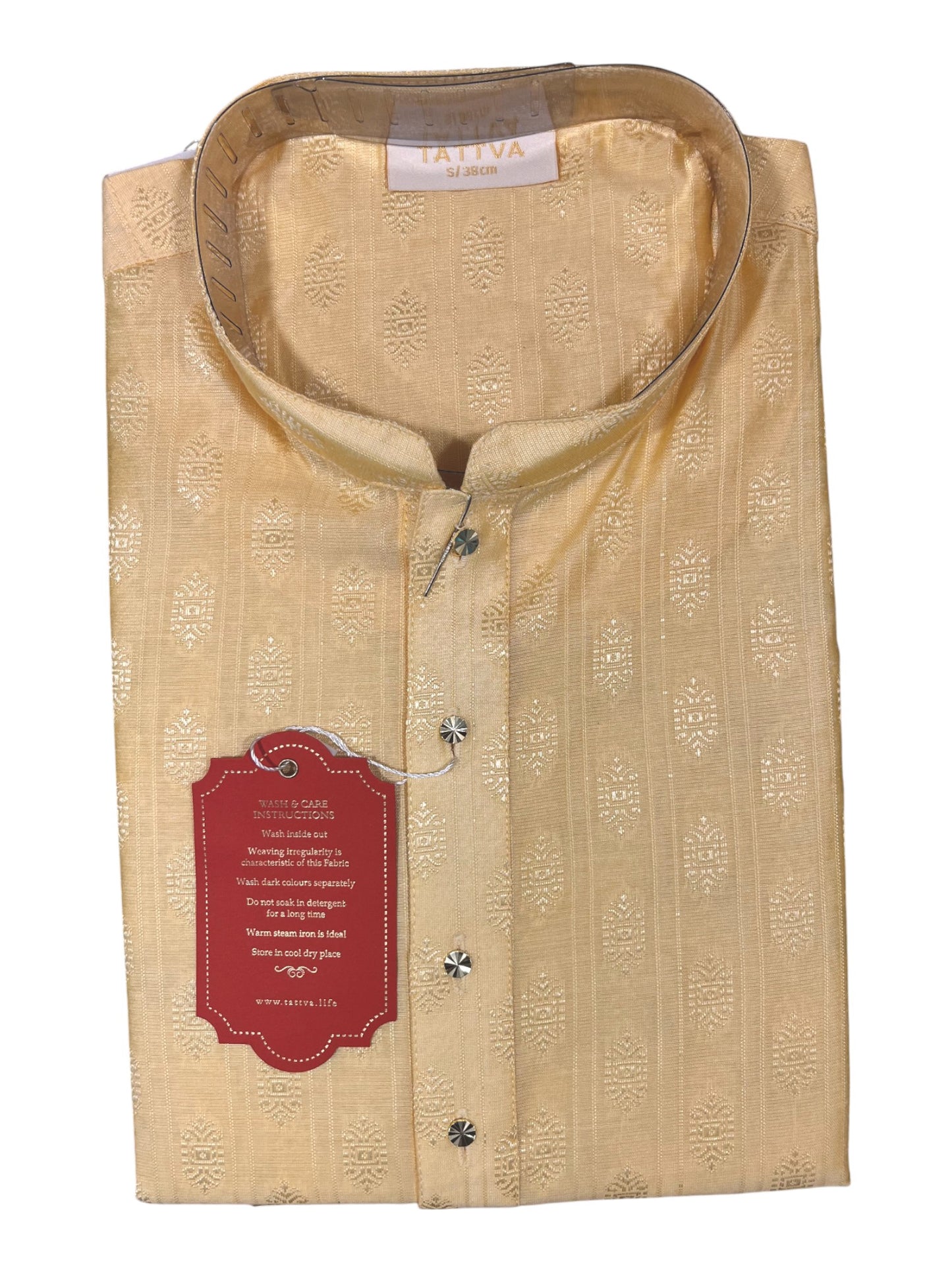Southloom Semi Silk Short Kurta for Men in Beige Colour