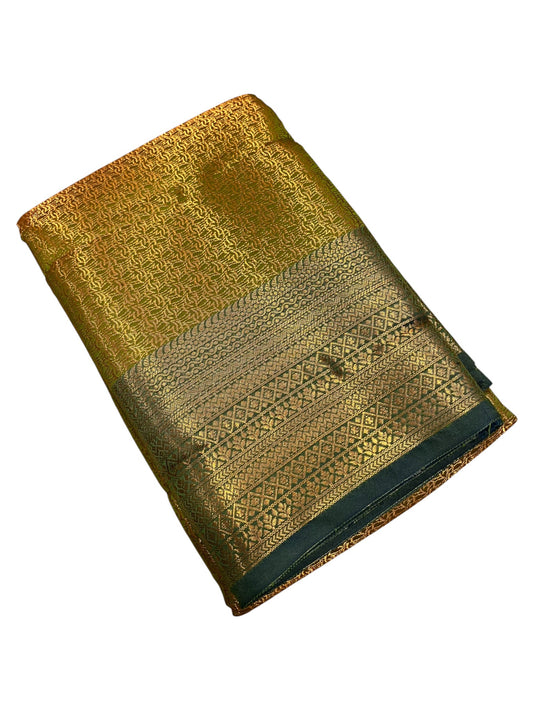 Southloom Premium Semi Silk Zari Work Brocade Saree in Bridal Green with Matching Pallu