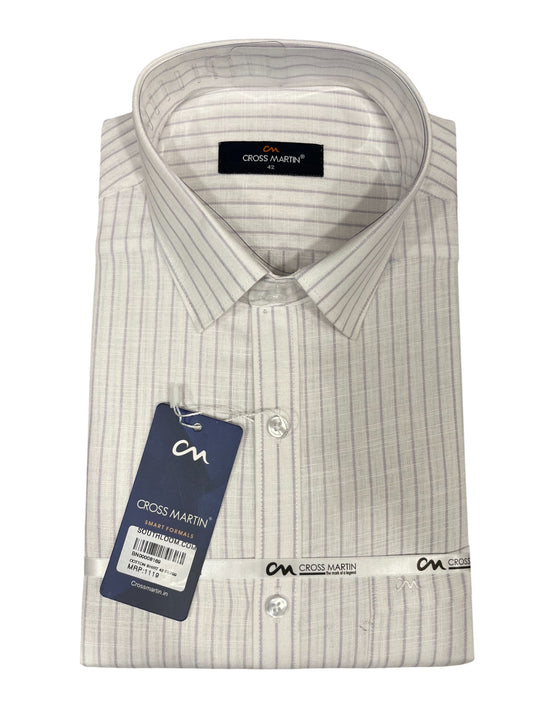 Southloom Pure Cotton White Lines Shirt(XL FS)