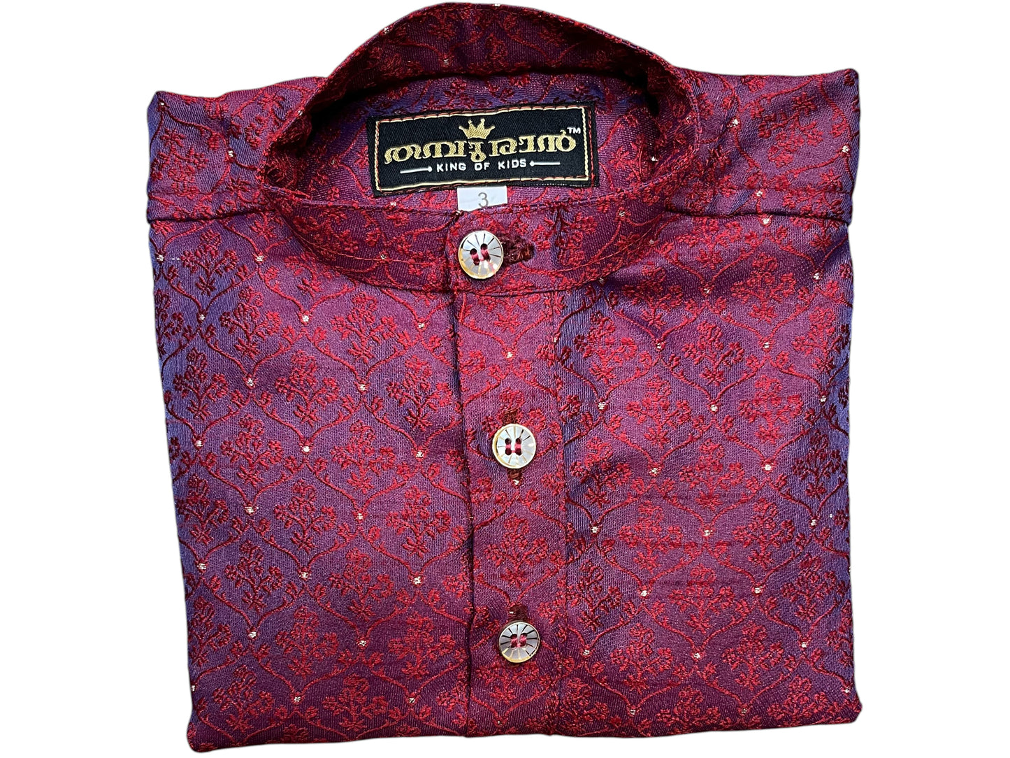 Southloom Semi Silk Short Kurta for Kids in Majenta Colour