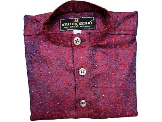 Southloom Semi Silk Short Kurta for Kids in Majenta Colour