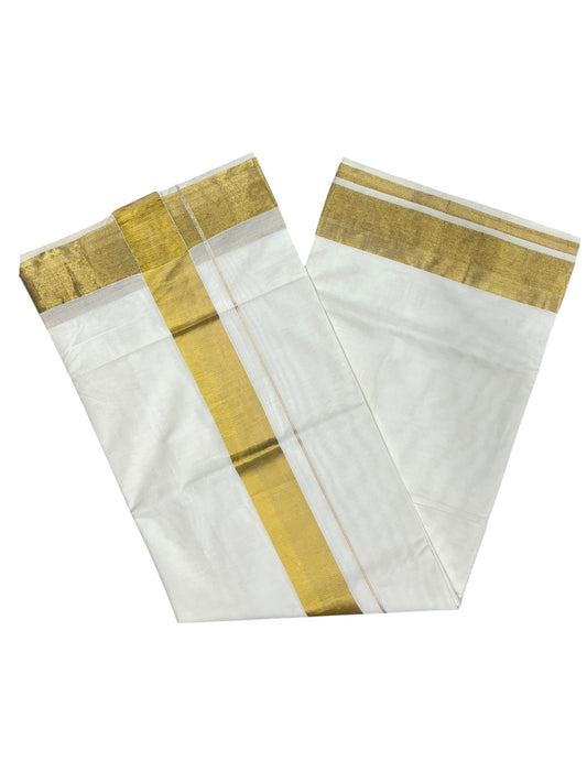 Southloom Pure Cotton Kerala Saree with 2.5 inch Gold Kasavu Border