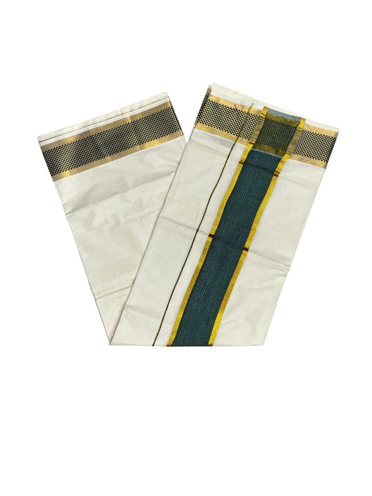 Southloom Kerala Kasavu Cotton Saree with Green Colour Paa Neythu Border