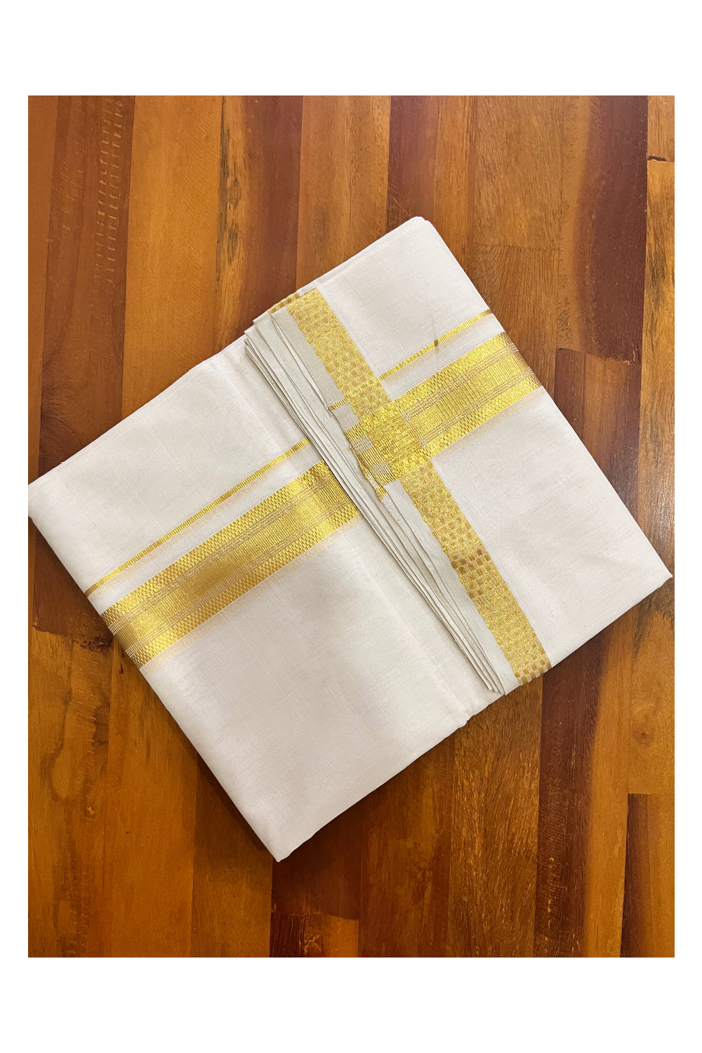 Southloom Super Premium Balaramapuram Unakkupaavu Handloom Double Wedding Mundu with Kasavu Woven Border (Vishu 2024 Collection)