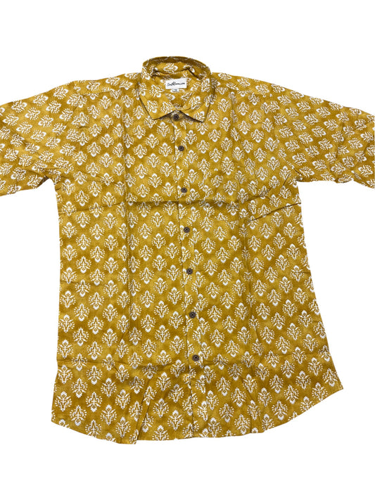 Southloom Jaipur Pure Cotton Block Printed Shirt for Men (Medium)
