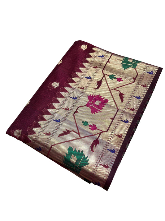 Southloom Banarasi Silk Saree with Woven Work on Body and Borders (Maroon)