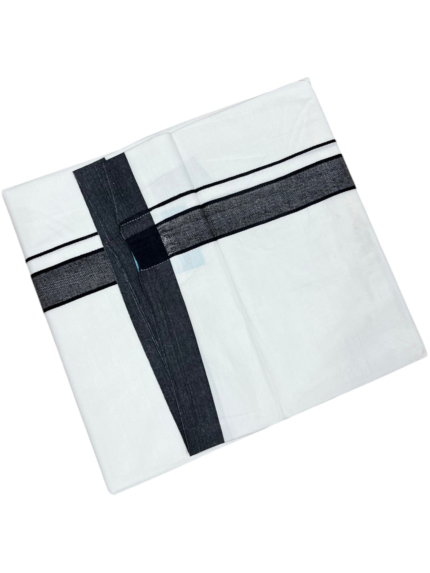 Southloom Pure White Cotton Mundu with Black Border (South Indian Kerala Dhoti)