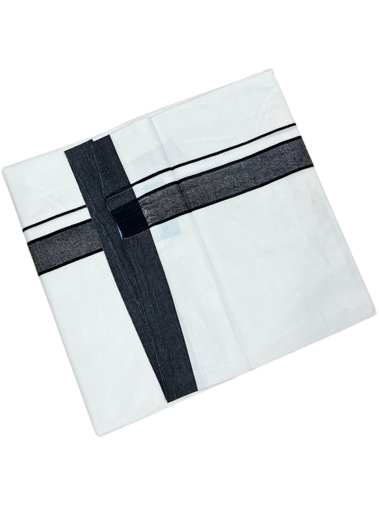Southloom Pure White Cotton Mundu with Black Border (South Indian Kerala Dhoti)