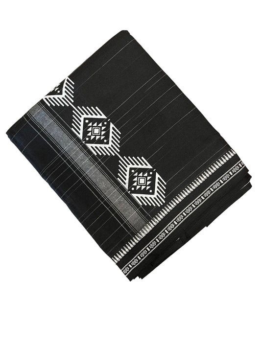 Southloom Black Printed Single Mundu / Otta Mundu / Lungi (South Indian Kerala Dhoti)