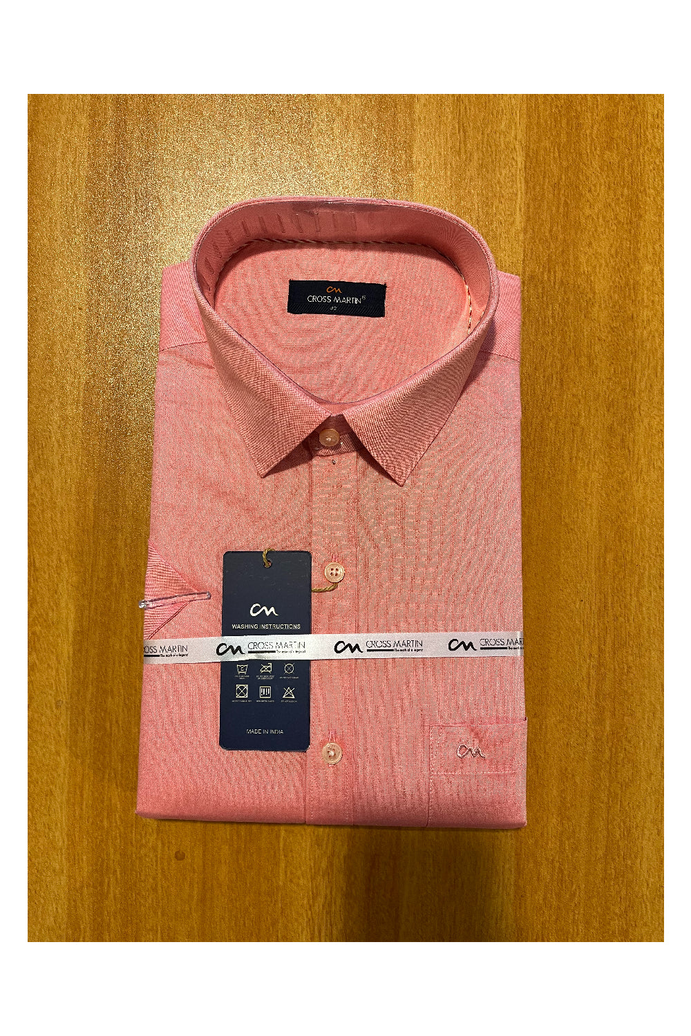 Pure Cotton Pink Solid Shirt (42 HS)